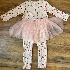 Heart Print Tutu Onesie for Valentines